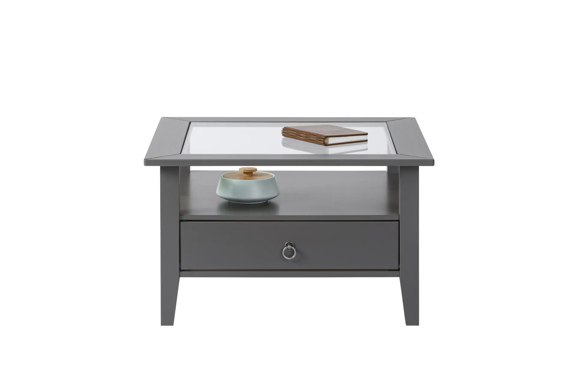 Couchtisch Provence | Melaminharzbeschichtung | 75 x 75 x 45 cm | Mit Ablageschublade | Farbe: Anthrazit