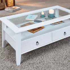 Couchtisch Provence mit 2 Schubladen - weiß