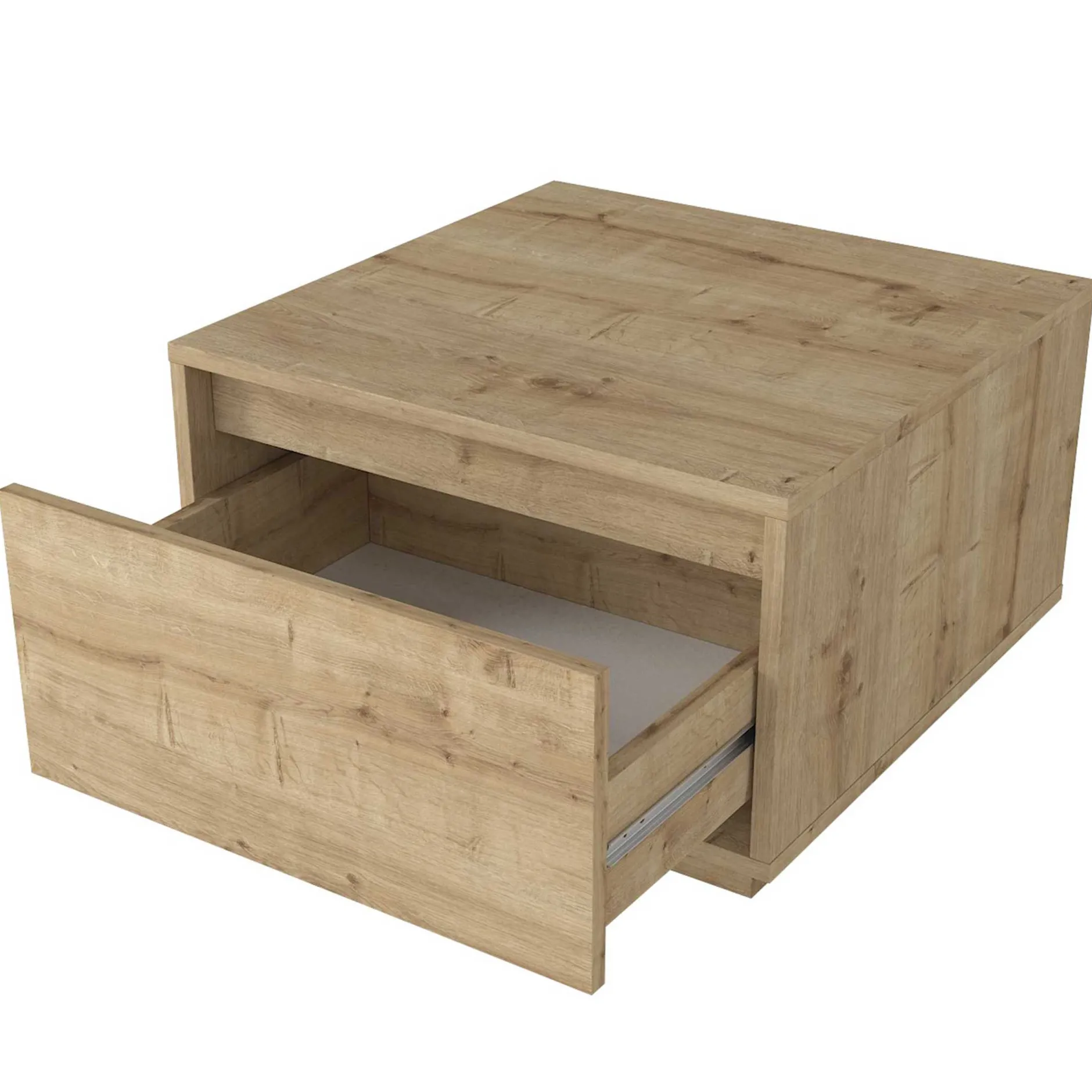 Couchtisch Pura - 60x60x40cm mit Ablageschublade - Eiche Dekor