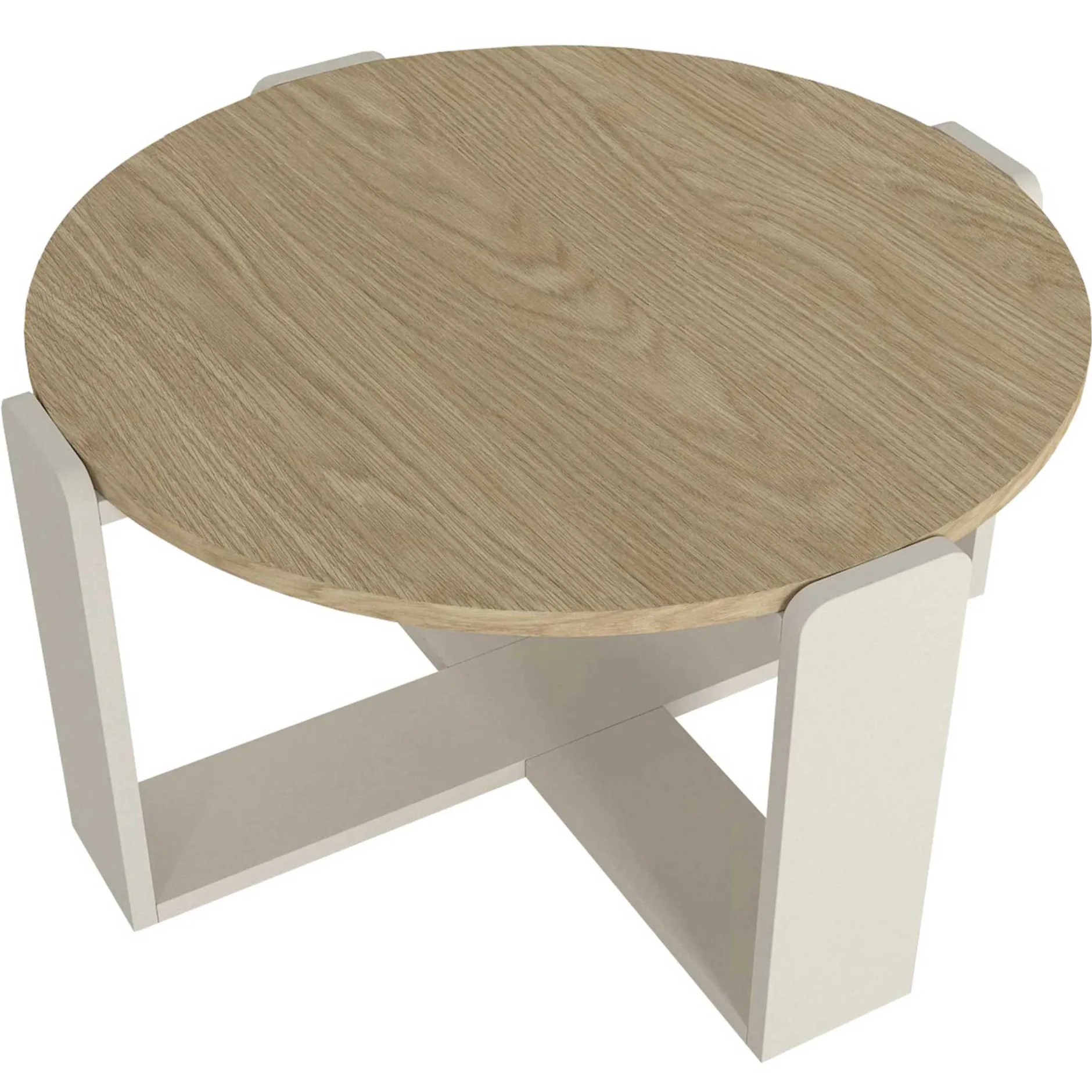 Couchtisch Rebel - Ø70x38cm - weiß/Eiche Dekor