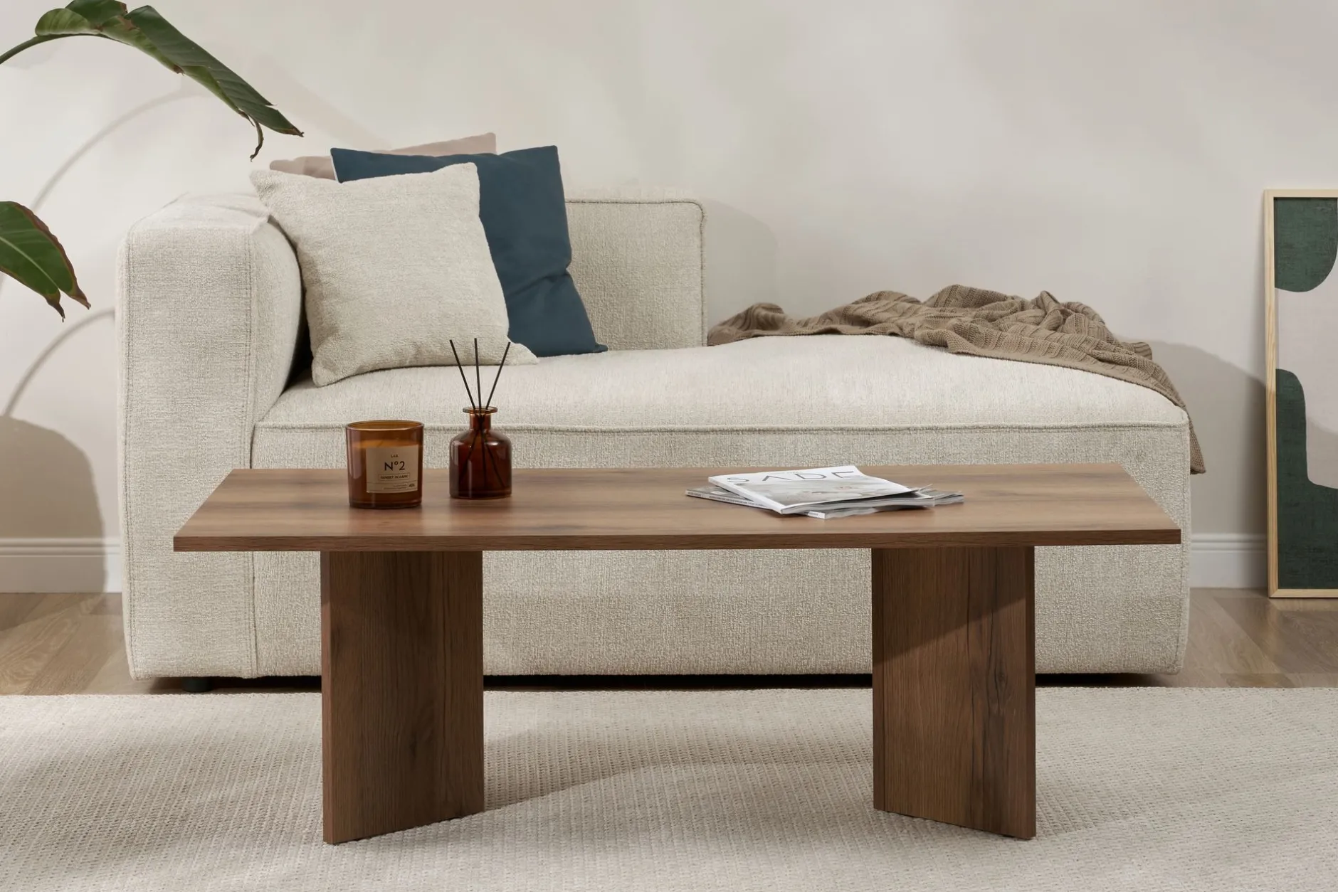 Couchtisch Sabin - 100% MELAMINE - Walnuss - 40 x 60 x 119 cm