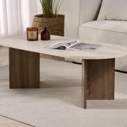 Couchtisch Sable - 100% MELAMINE - Travertin - 40 x 60 x 119 cm