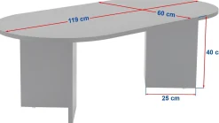 Couchtisch Sable - 100% MELAMINE - Travertin - 40 x 60 x 119 cm