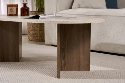 Couchtisch Sable - 100% MELAMINE - Travertin - 40 x 60 x 119 cm