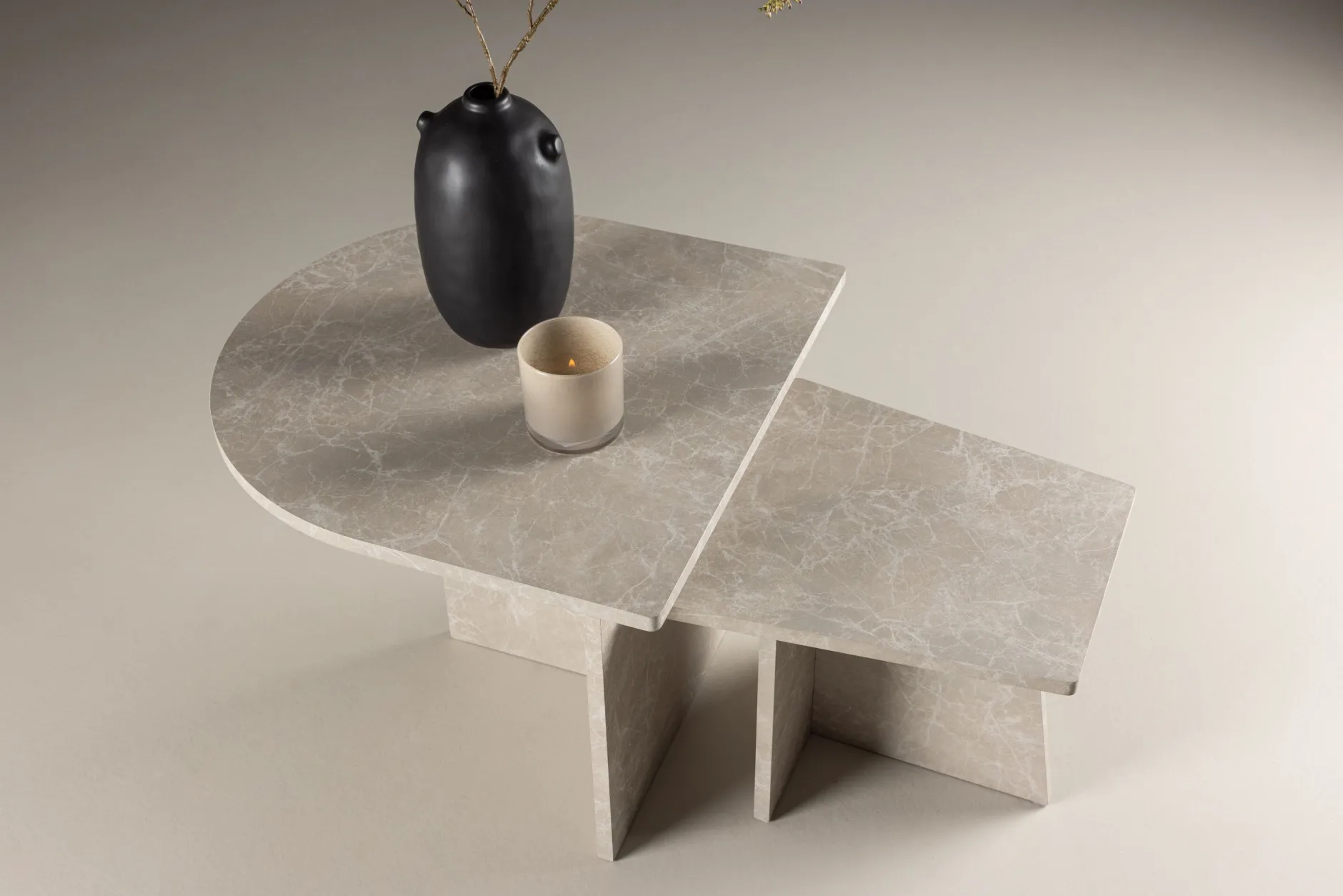 Couchtisch Sala MDF Marmorlook 60x60 cm, 40x40 cm Beige