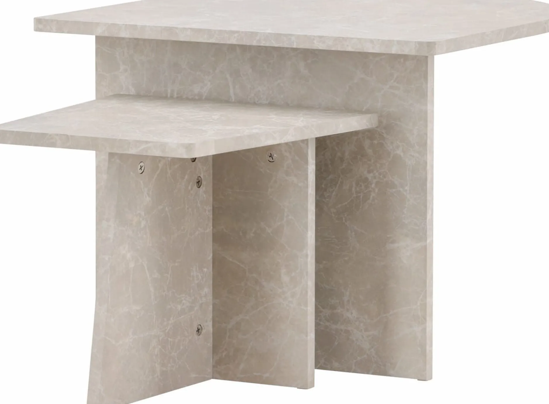 Couchtisch Sala MDF Marmorlook 60x60 cm, 40x40 cm Beige