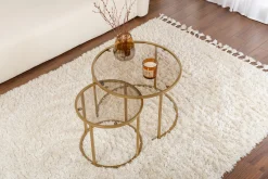 Couchtisch-Set Aurum - 100% TEMPERED GLASS - Gold - 43 x 60 x 60 cm