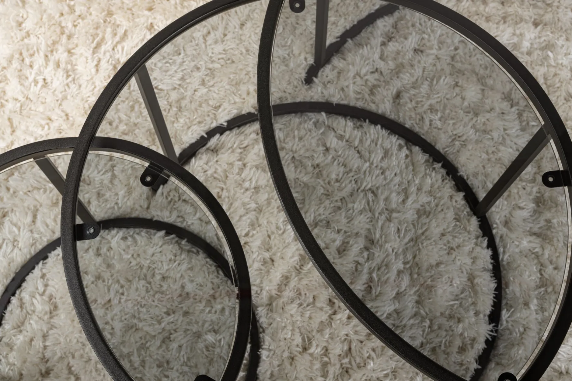 Couchtisch-Set Aurum - 100% TEMPERED GLASS - Schwarz - 43 x 80 x 80 cm