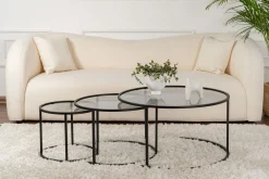 Couchtisch-Set Aurum - 100% TEMPERED GLASS - Schwarz - 43 x 80 x 80 cm