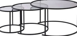Couchtisch-Set Aurum - 100% TEMPERED GLASS - Schwarz - 43 x 80 x 80 cm
