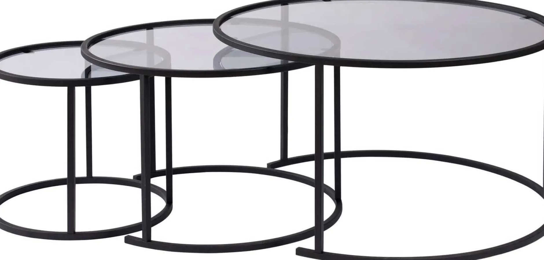 Couchtisch-Set Aurum - 100% TEMPERED GLASS - Schwarz - 43 x 80 x 80 cm