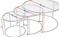 Couchtisch-Set Aurum - 100% TEMPERED GLASS - Schwarz - 43 x 80 x 80 cm