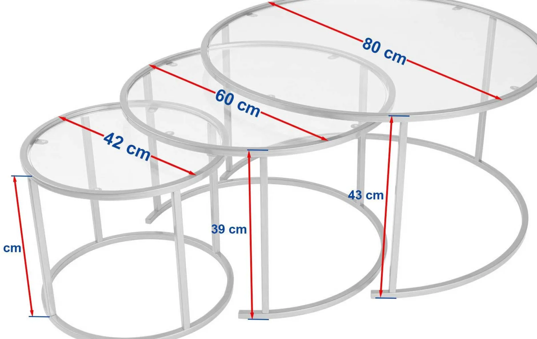 Couchtisch-Set Aurum - 100% TEMPERED GLASS - Schwarz - 43 x 80 x 80 cm