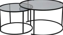 Couchtisch-Set Aurum - 100% TEMPERED GLASS - Schwarz - 43 x 80 x 80 cm