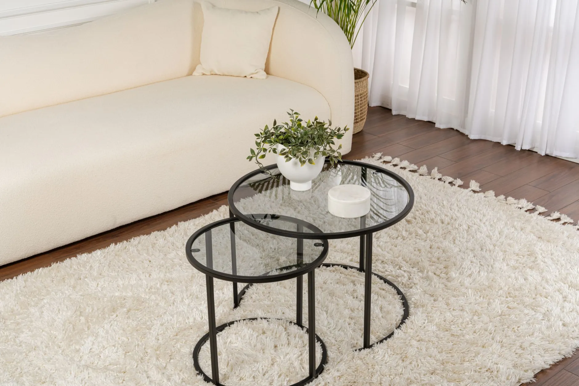 Couchtisch-Set Aurum - 100% TEMPERED GLASS - Schwarz - 43 x 60 x 60 cm