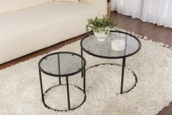 Couchtisch-Set Aurum - 100% TEMPERED GLASS - Schwarz - 43 x 60 x 60 cm