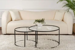 Couchtisch-Set Aurum - 100% TEMPERED GLASS - Schwarz - 43 x 80 x 80 cm