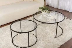 Couchtisch-Set Aurum - 100% TEMPERED GLASS - Schwarz - 43 x 80 x 80 cm