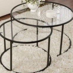 Couchtisch-Set Aurum - 100% TEMPERED GLASS - Schwarz - 43 x 80 x 80 cm