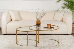 Couchtisch-Set Aurum - 100% TEMPERED GLASS - Gold - 43 x 80 x 80 cm