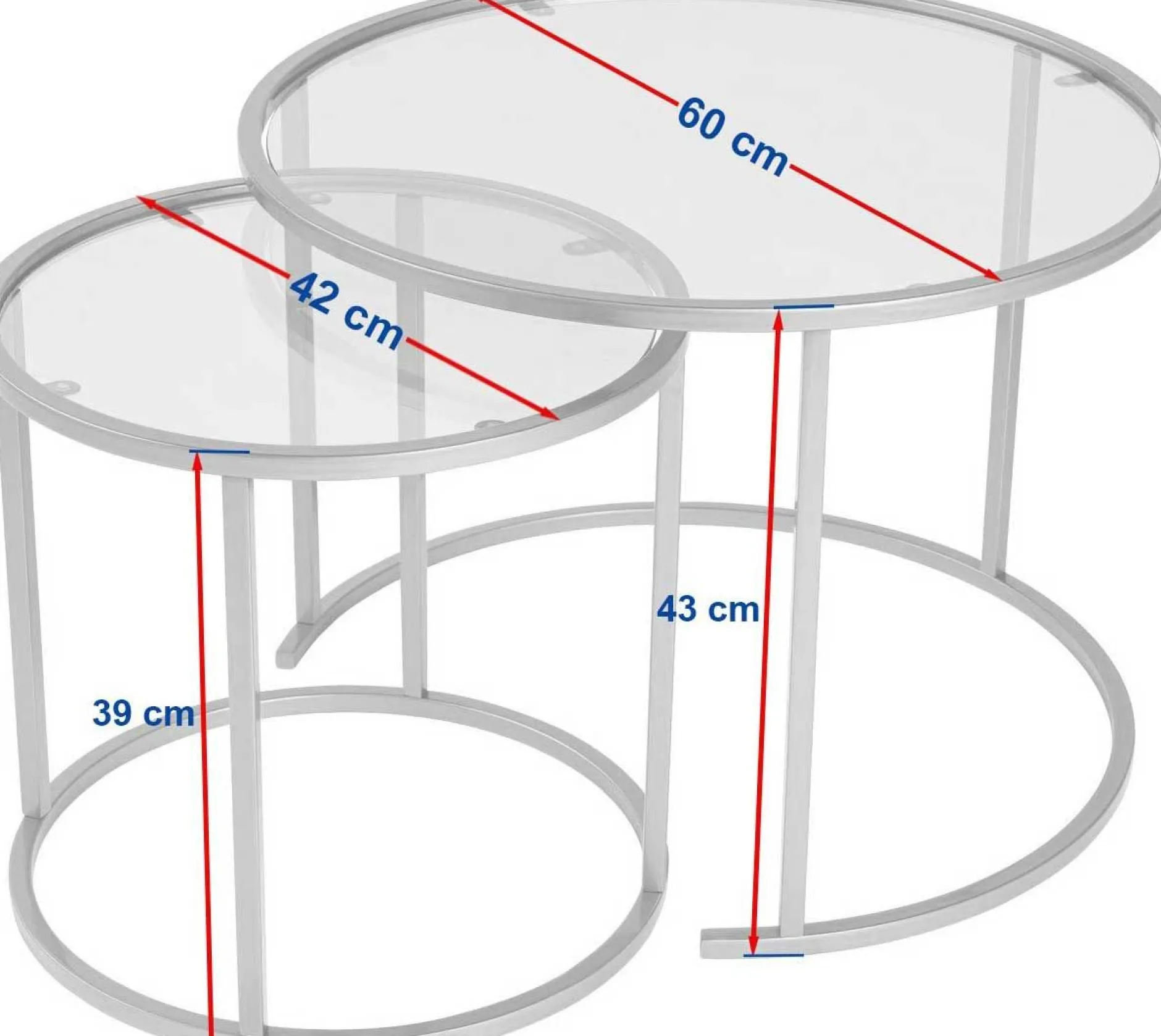 Couchtisch-Set Aurum - 100% TEMPERED GLASS - Gold - 43 x 60 x 60 cm