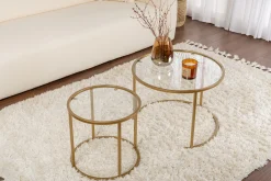 Couchtisch-Set Aurum - 100% TEMPERED GLASS - Gold - 43 x 60 x 60 cm