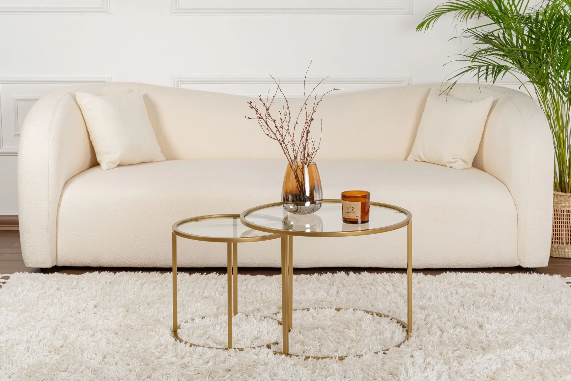 Couchtisch-Set Aurum - 100% TEMPERED GLASS - Gold - 43 x 60 x 60 cm