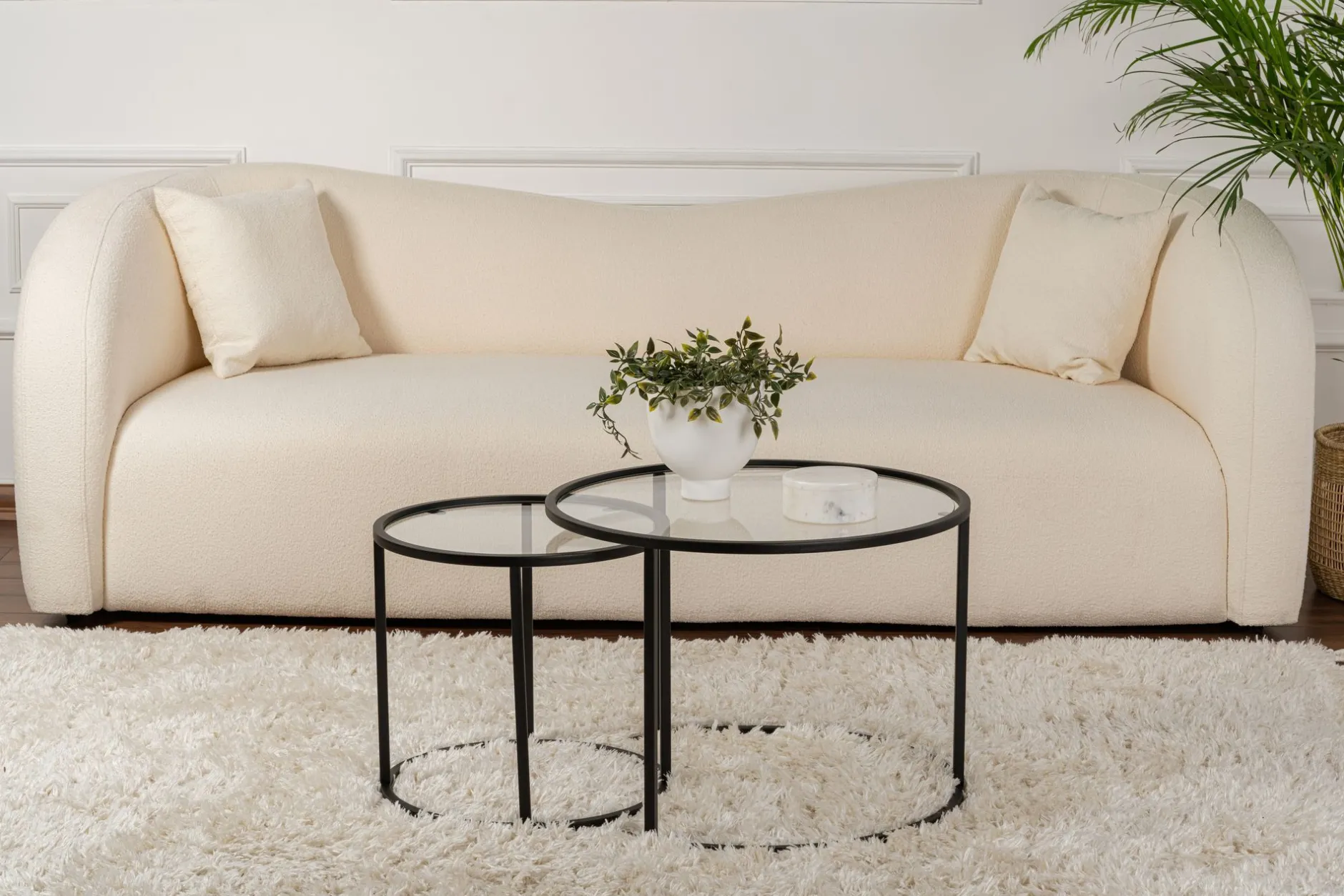 Couchtisch-Set Aurum - 100% TEMPERED GLASS - Schwarz - 43 x 60 x 60 cm