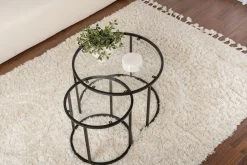 Couchtisch-Set Aurum - 100% TEMPERED GLASS - Schwarz - 43 x 60 x 60 cm