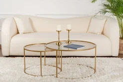 Couchtisch-Set Aurum - 100% TEMPERED GLASS - Gold - 43 x 80 x 80 cm