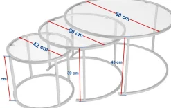 Couchtisch-Set Aurum - 100% TEMPERED GLASS - Gold - 43 x 80 x 80 cm