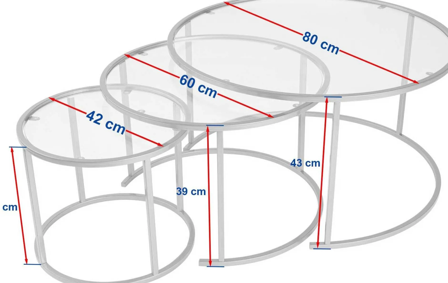 Couchtisch-Set Aurum - 100% TEMPERED GLASS - Gold - 43 x 80 x 80 cm