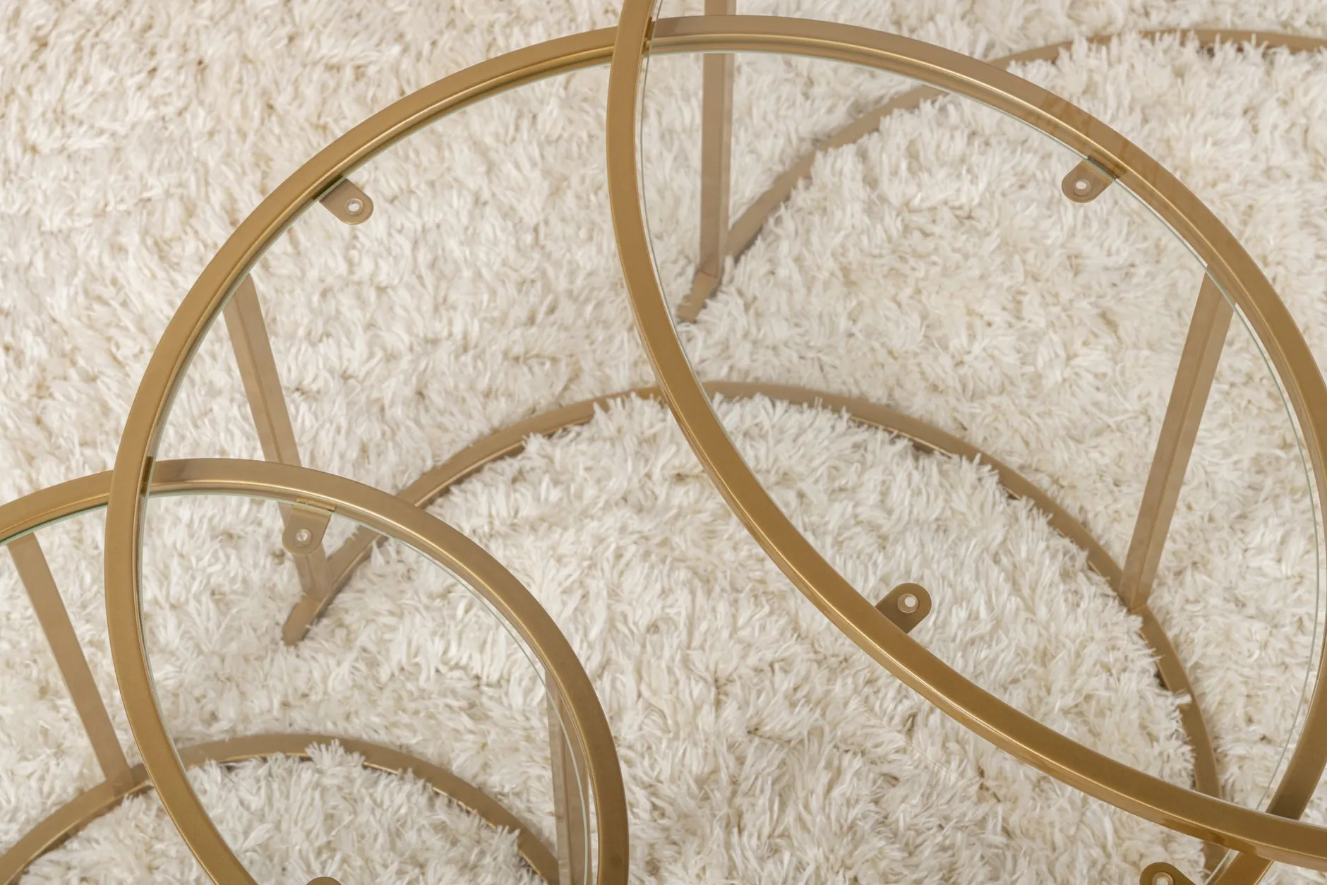 Couchtisch-Set Aurum - 100% TEMPERED GLASS - Gold - 43 x 80 x 80 cm