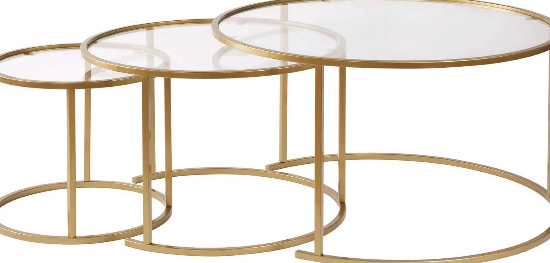 Couchtisch-Set Aurum - 100% TEMPERED GLASS - Gold - 43 x 80 x 80 cm