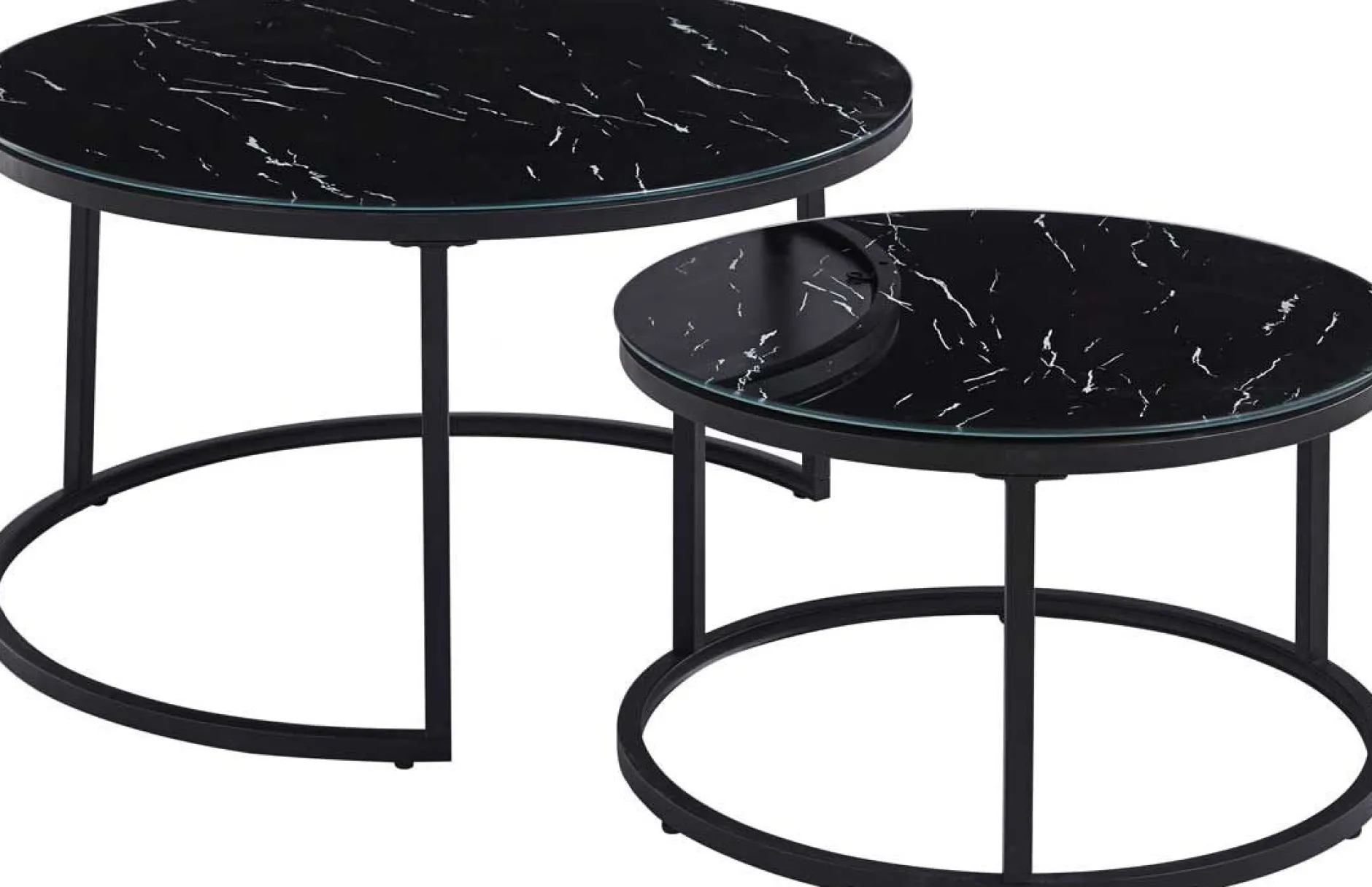 Couchtisch-Set Boston Dekor Marmor Schwarz