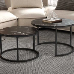 Couchtisch-Set Boston Dekor Marmor Schwarz