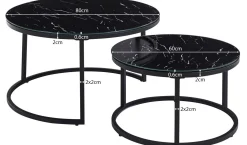 Couchtisch-Set Boston Dekor Marmor Schwarz