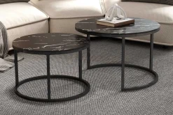 Couchtisch-Set Boston Dekor Marmor Schwarz