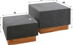 Couchtisch-Set Boxy-Schiefer/Akazie