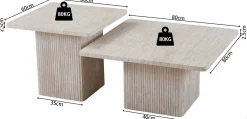 Couchtischset Destiny | 60 x 60 x 52 cm / 80 x 80 x 42 cm | Beigefarbenes Design