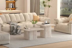 Couchtischset Destiny | 60 x 60 x 52 cm / 80 x 80 x 42 cm | Beigefarbenes Design