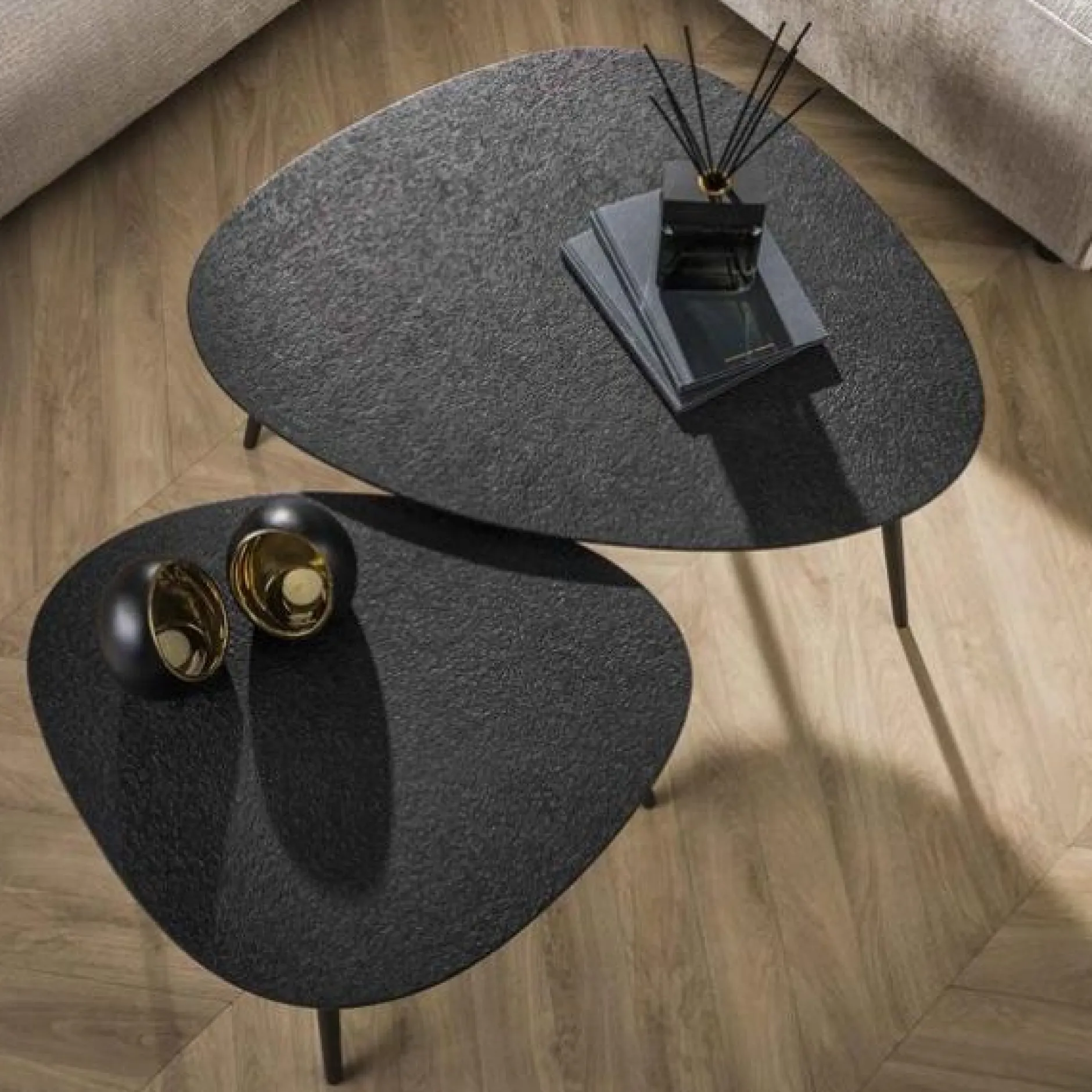 Couchtisch-Set Dragusin | 80 x 59 x 41 cm | Schwarz