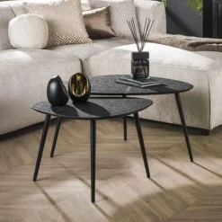 Couchtisch-Set Dragusin | 80 x 59 x 41 cm | Schwarz
