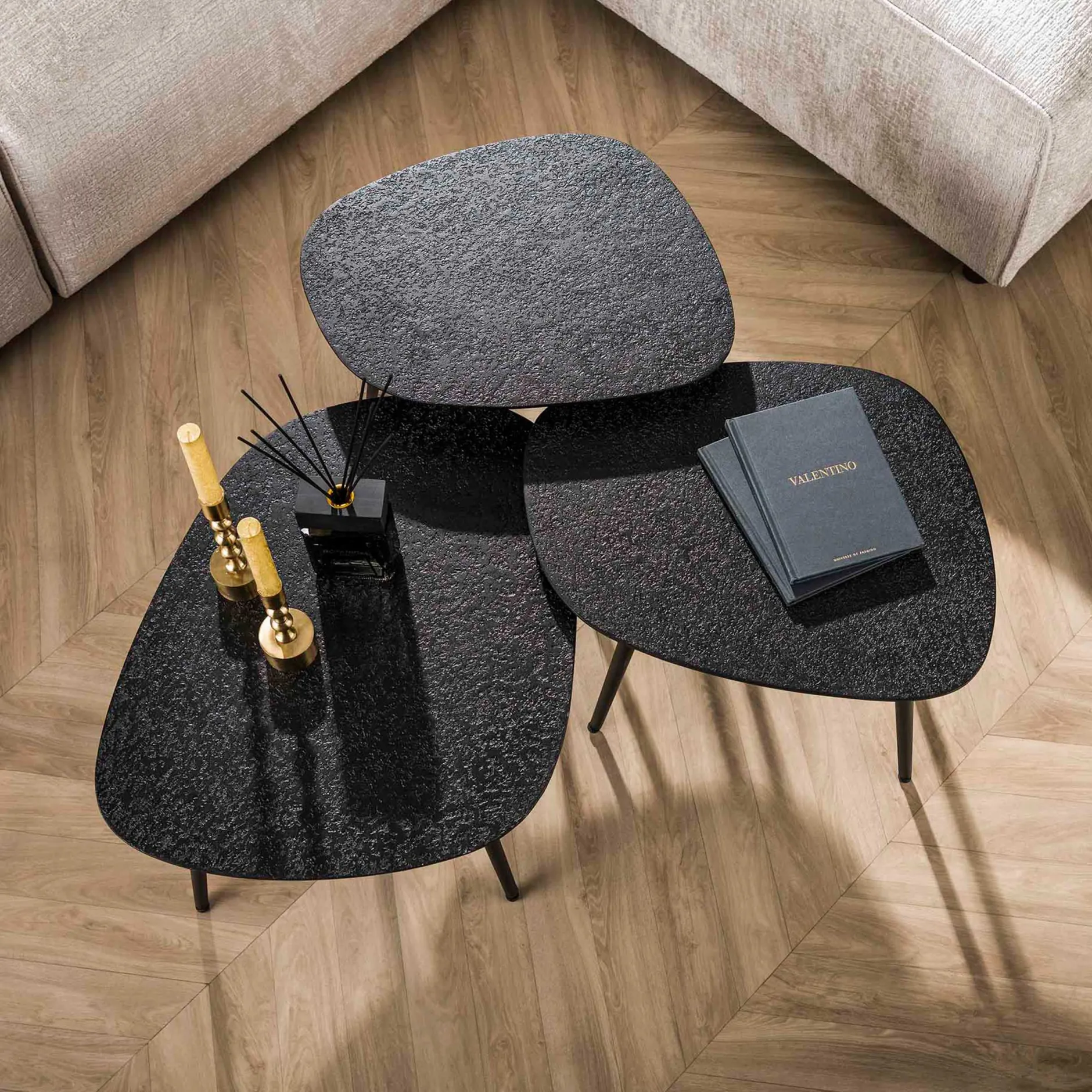Couchtisch-Set Dragusin | 62 x 51 x 36 cm | Schwarz