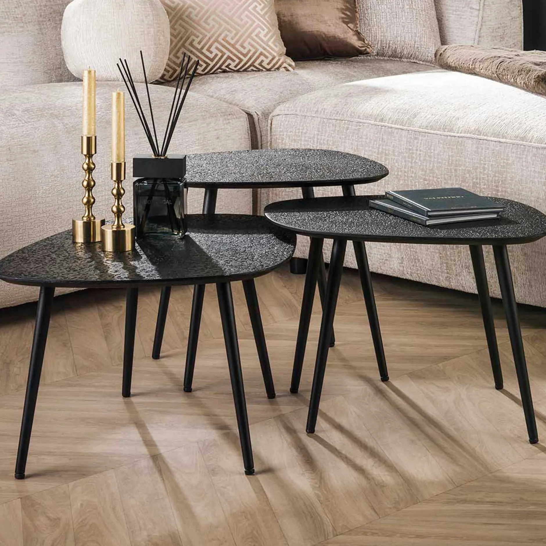 Couchtisch-Set Dragusin | 62 x 51 x 36 cm | Schwarz