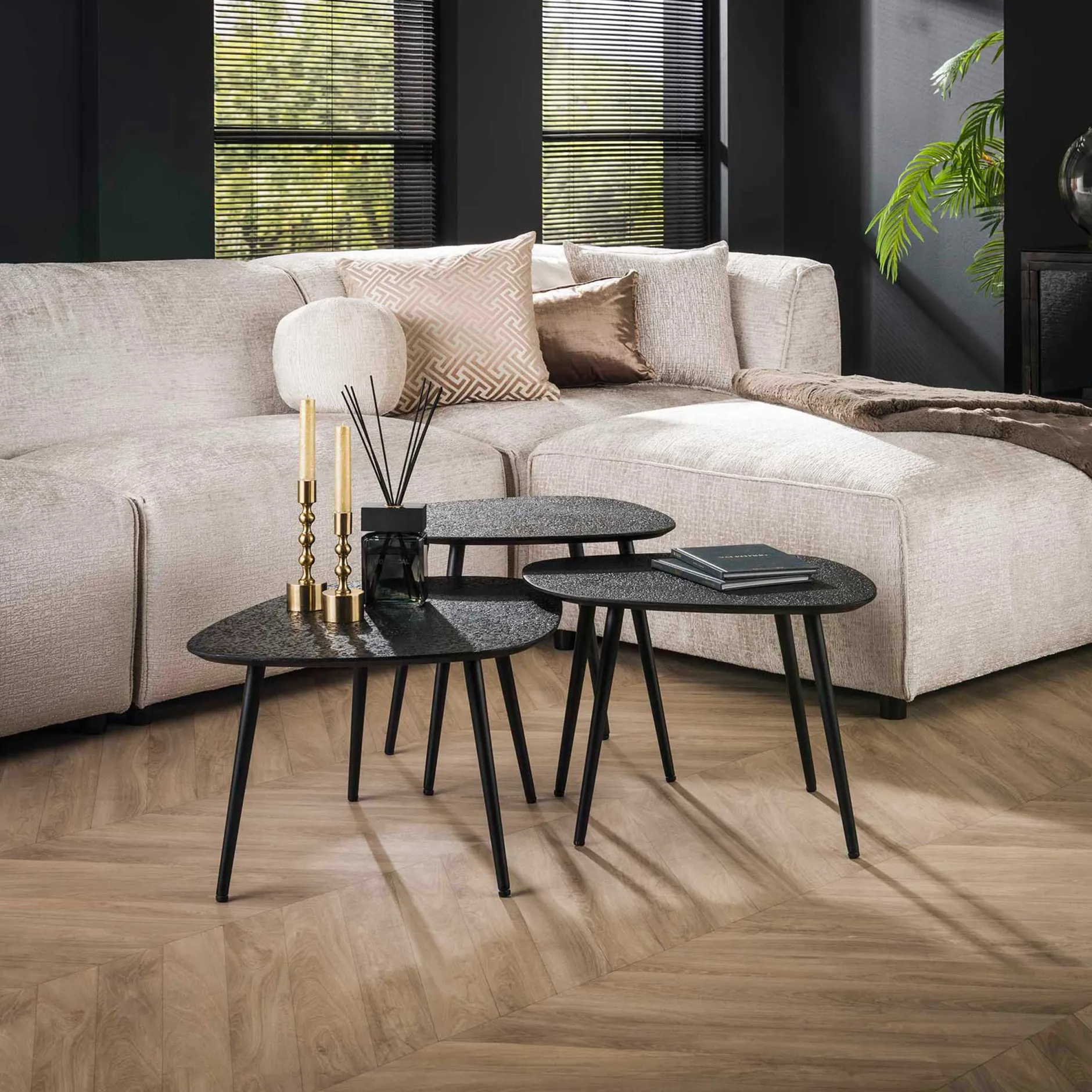 Couchtisch-Set Dragusin | 62 x 51 x 36 cm | Schwarz