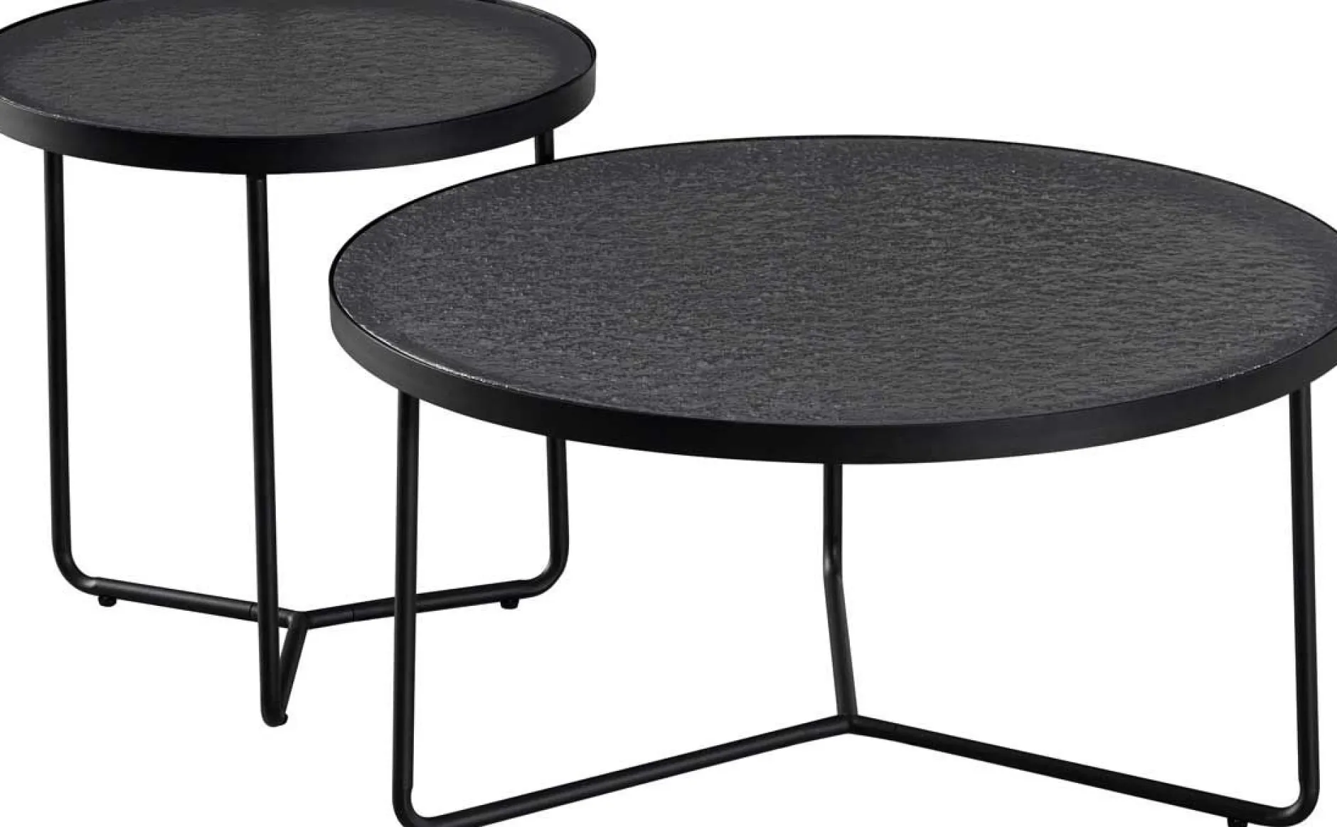 Couchtisch-Set Melia - Ø50x50cm und Ø80x40cm - Glas - schwarz
