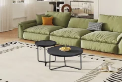 Couchtisch-Set Melia - Ø50x50cm und Ø80x40cm - Glas - schwarz