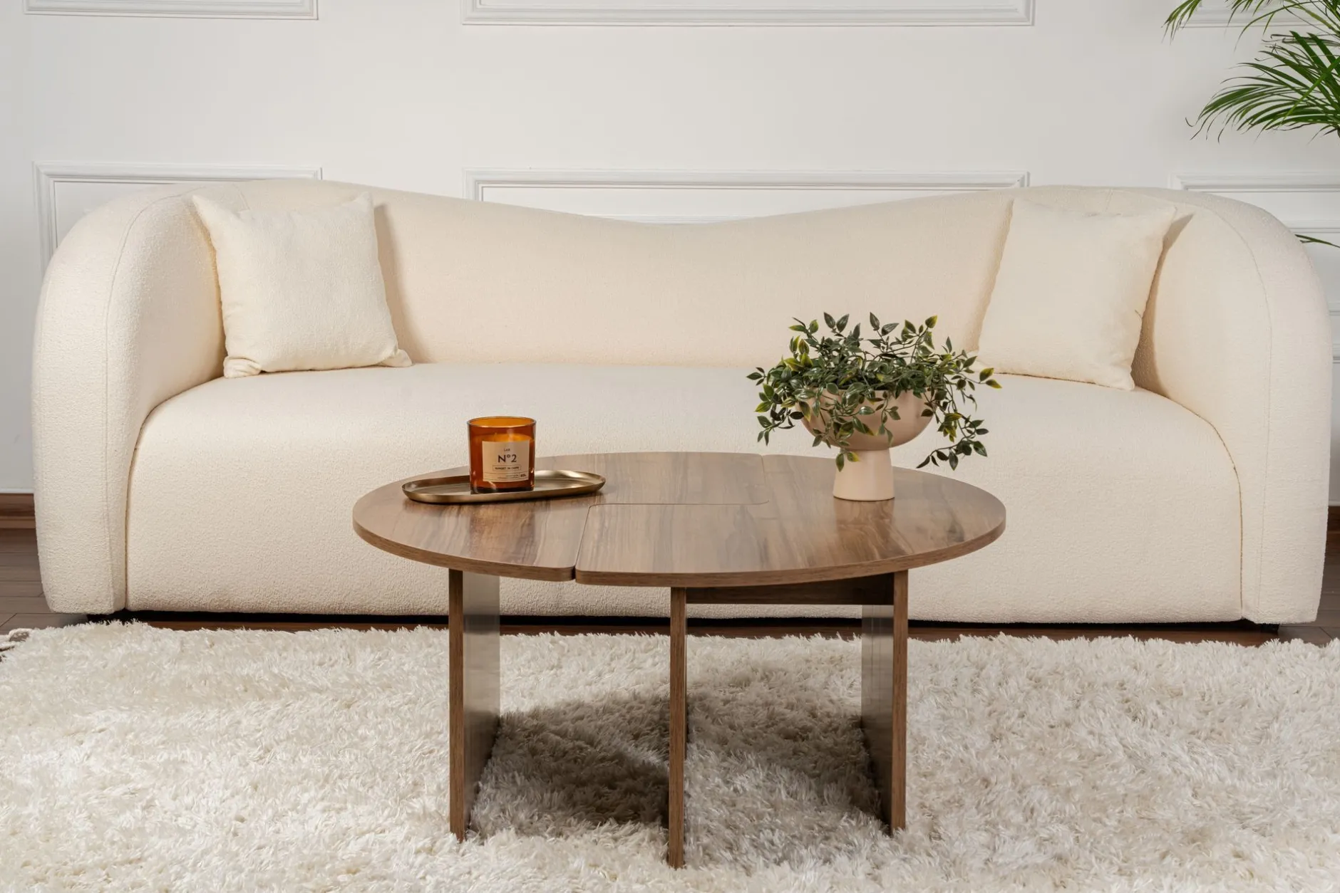 Couchtisch-Set Moira - Ø90x41cm - 2 Tische - Walnuss-Dekor