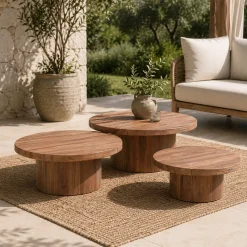 Couchtisch-Set Noah Gescova - Teakholz, 92/75/60cm, Braun